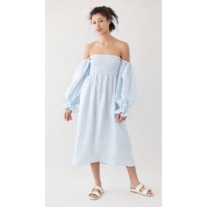 Sleeper Atlanta Linen Dress in Blue Vichy XL